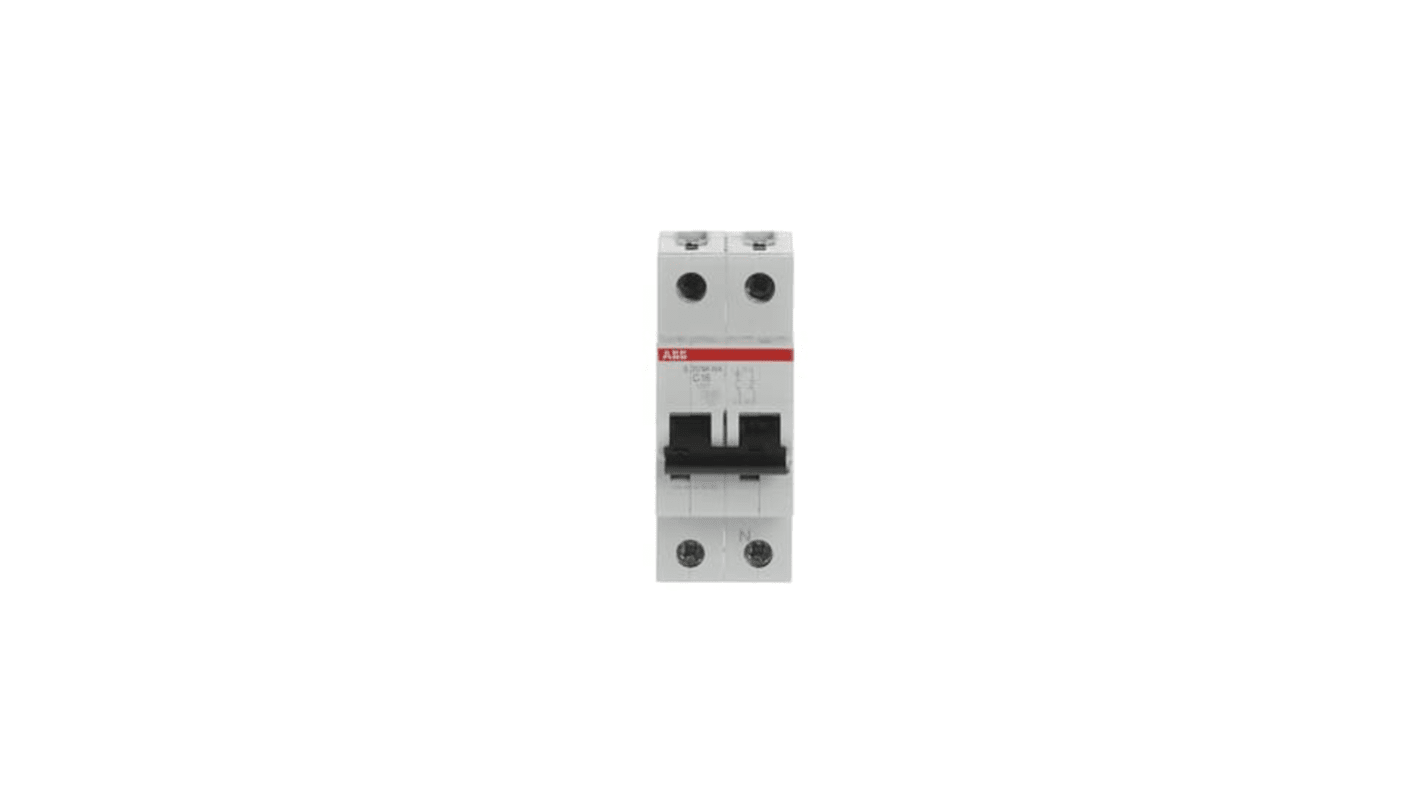 Interruttore automatico ABB Tipo C 1+N 16A, 15 kA, design compatto, facile installazione, tensione nominale 230V.