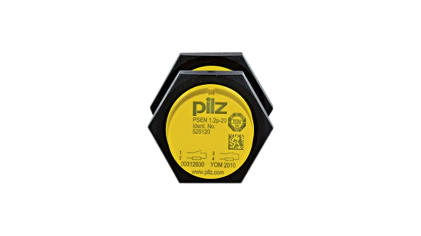 Interruttore di sicurezza Pilz 525120, magnetico, IP67, per monitoraggio ripari mobili, dimensioni 37 mm x 15 mm.