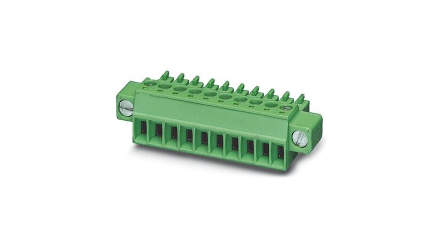 Connettore PCB Phoenix Contact 1847084, sezione nominale 1,5 mm², verde, 8 A, 160 V, contatti stagnati, presa, bassa temperatura. Ideale per collegare due conduttori.