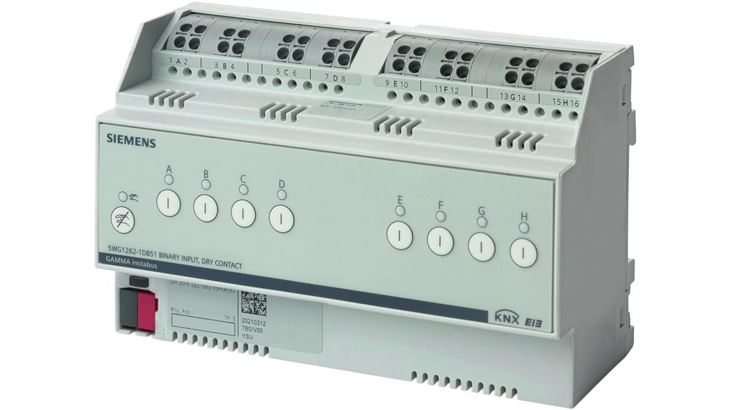 Modulo di ingresso digitale Siemens N 262D51 per sistemi KNX, 8 ingressi a potenziale zero, alimentazione 24 V c.c.