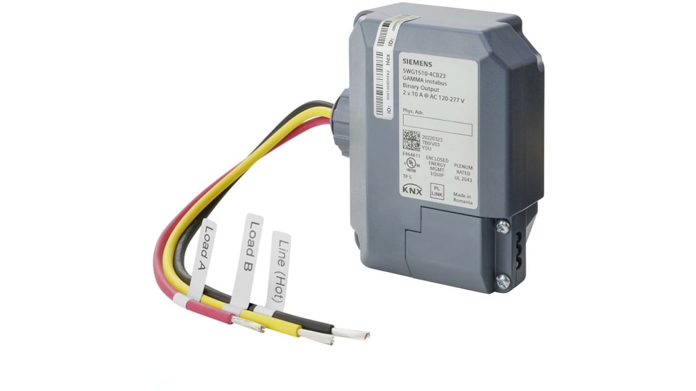 Modulo di uscita Siemens JB 510C23, dispositivo KNX con due uscite, montaggio in scatola 4 x 4 pollici, alimentazione 24 V c.c.