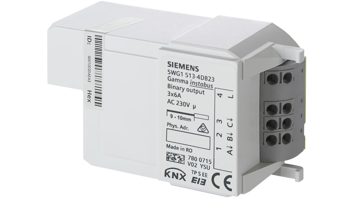 Modulo di uscita Siemens RL 513D23, tre uscite relè, alimentazione 24 V c.c., compatibile con AP 118 e AP 641.