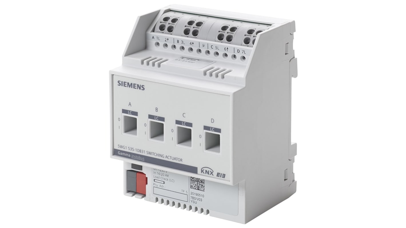 Siemens N 535D31, attuatore di commutazione con quattro uscite relè, tensione 230 V c.a., compatibile con Instabus.