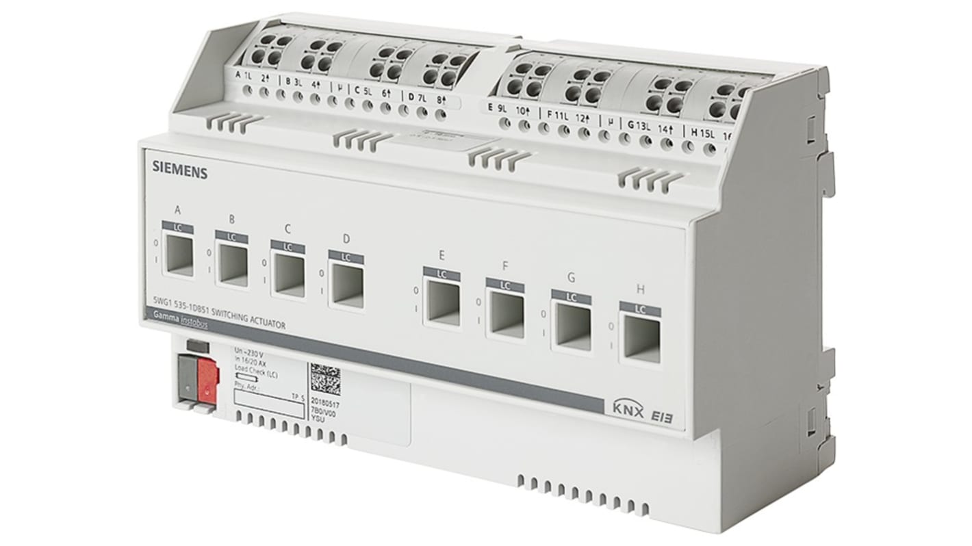 Adattatore Siemens N 535D51, attuatore di commutazione per carichi fino a 20 A, 8 uscite relè, compatibile KNX.