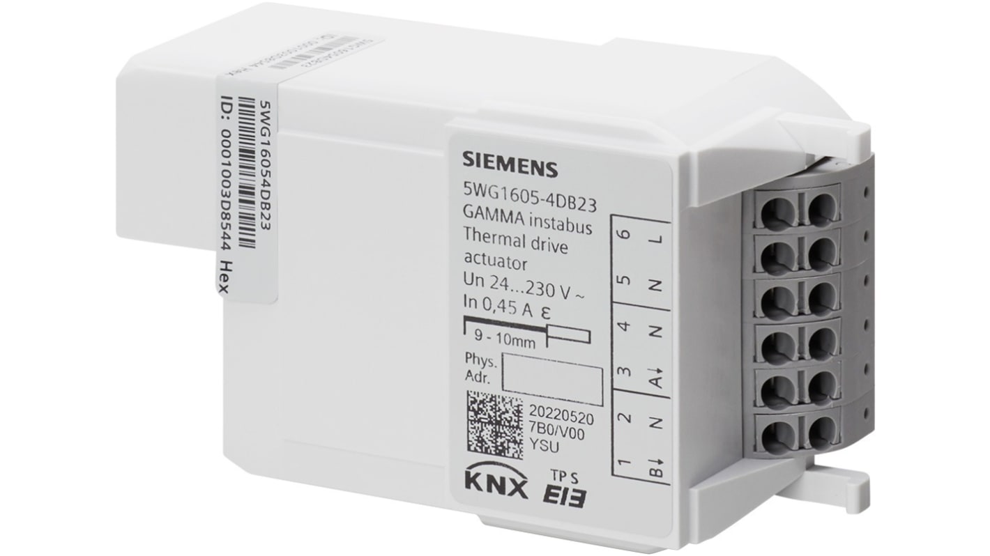 Adattatore Siemens RL 605D23 per controllo attuatori elettrotermici, 230 V CA, installazione in scatole AP 118 o AP 641.