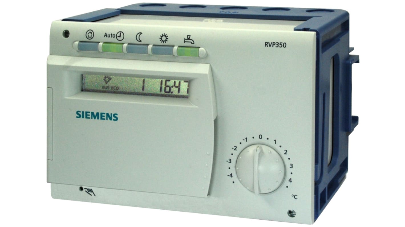 Controller digitale Siemens RVP350 per circuito di riscaldamento, 3 ingressi digitali e 6 uscite relè, alimentazione 24-230 V ac.