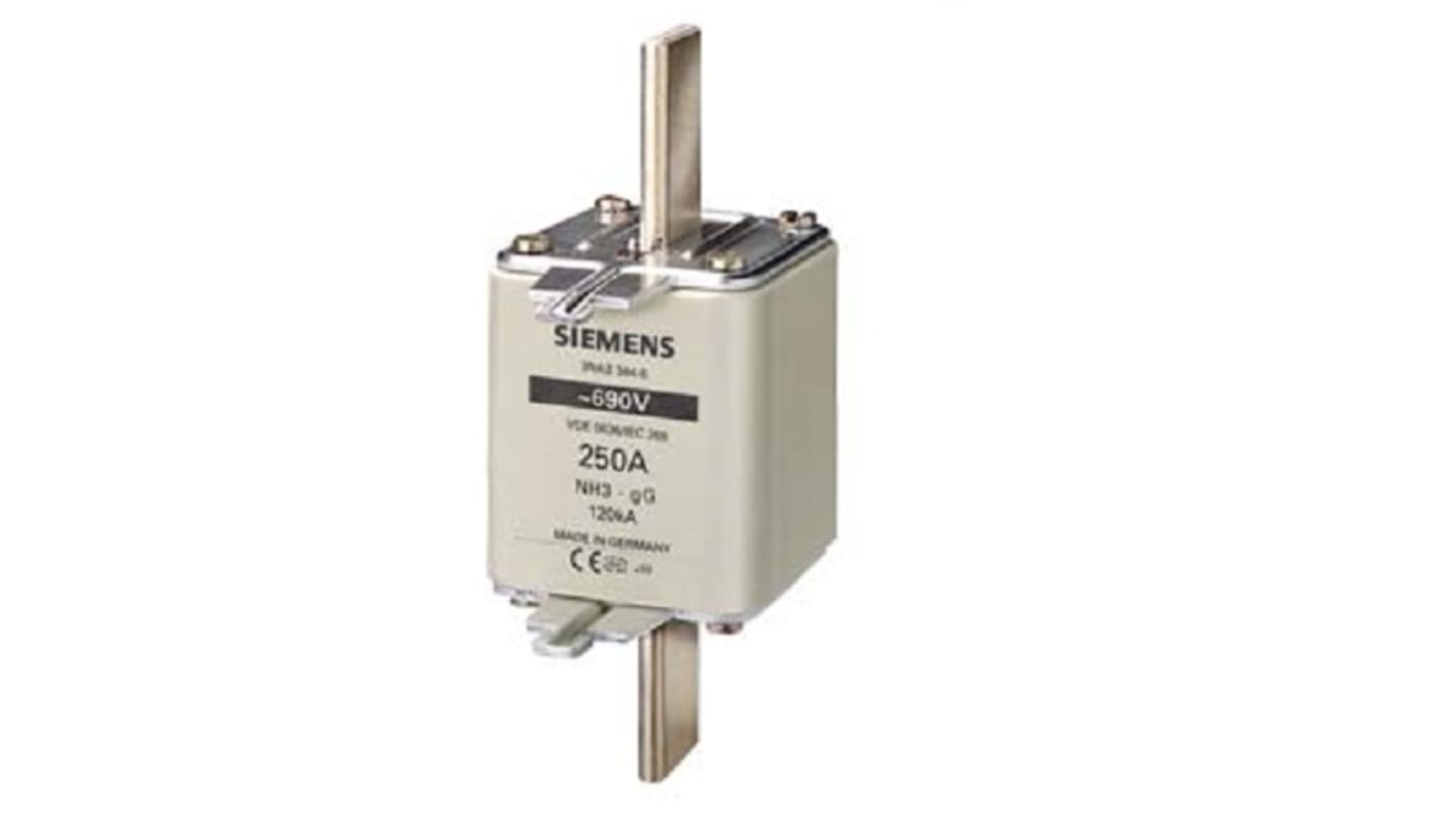 Fusibile Siemens 3NA3352-6 con linguette, 315A, tensione fino a 440 V, indicatore stato, grado di protezione IP20.