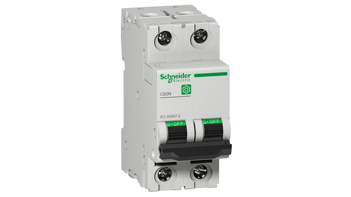 Interruttore magnetotermico Schneider Electric, 2 poli, 32A, Tipo D, montaggio a clip, grado di protezione IP20/IP40.