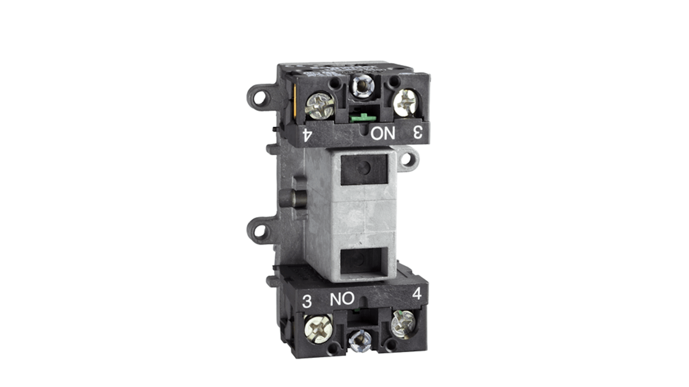 Blocco contatti SPDT Schneider Electric XENG3791, 600V, 1 NA + 1 NC, montaggio frontale, morsetti a vite.