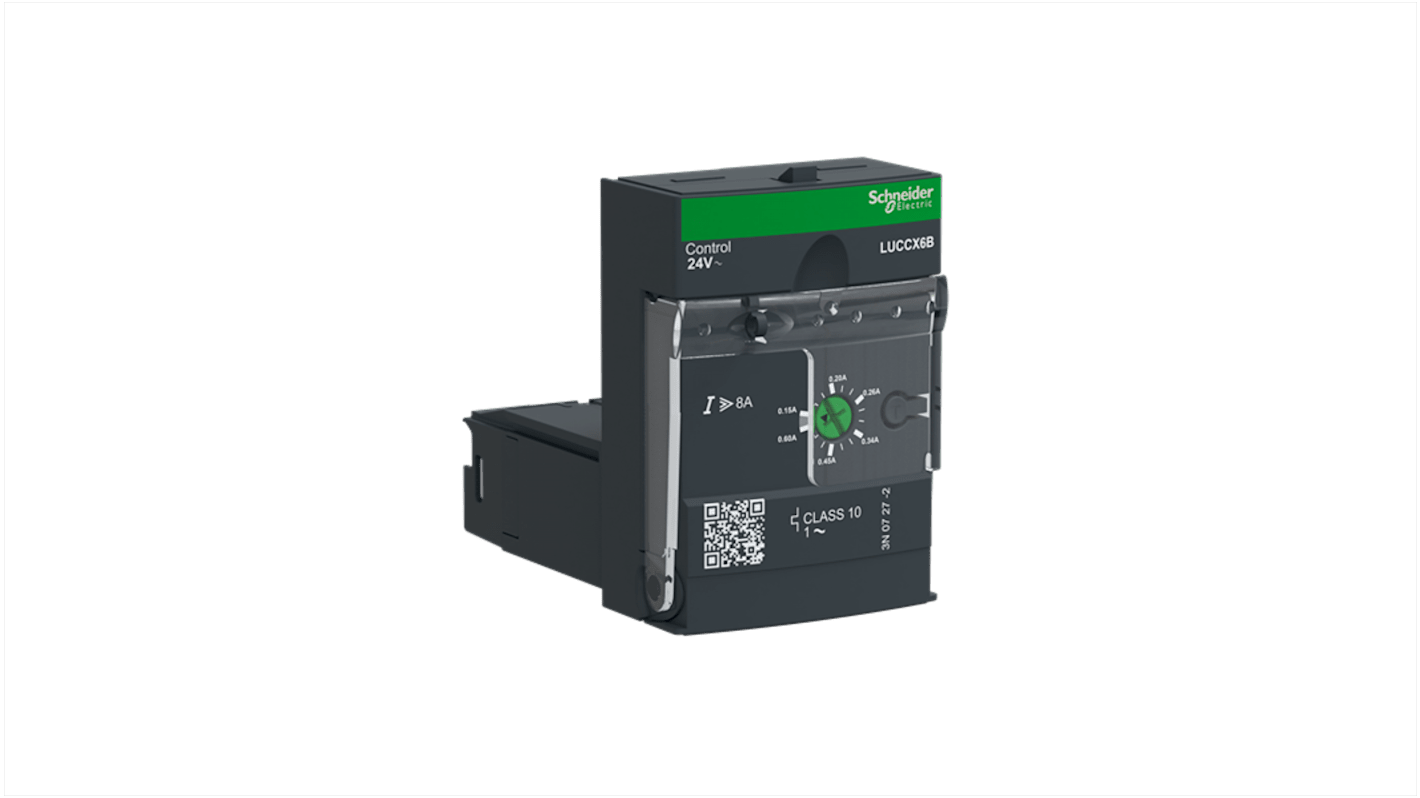Controller motore 1 fase Schneider Electric LUCCX6B, 690 V, IP20, protezione da sovraccarico e cortocircuito.