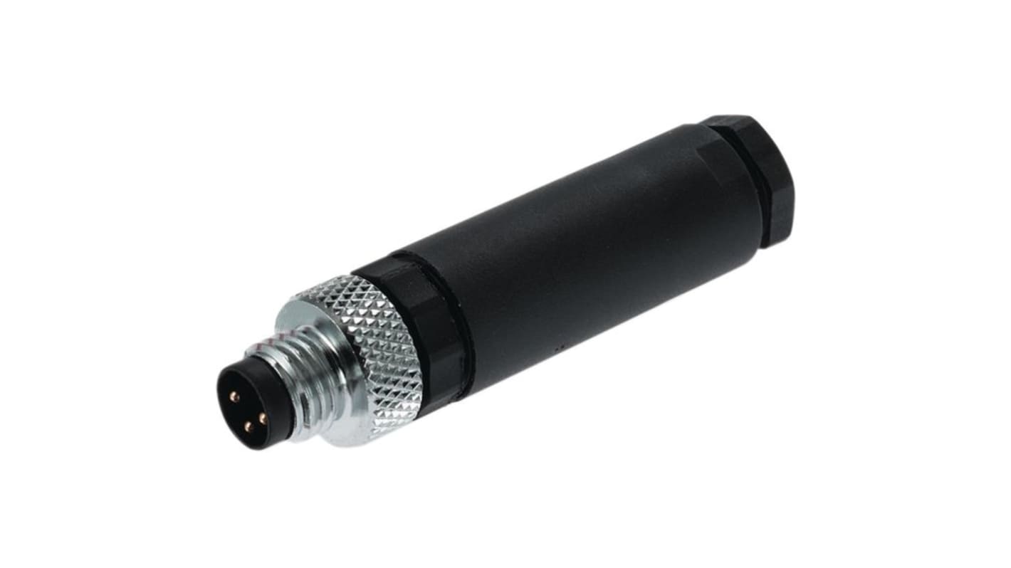 Connettore circolare industriale maschio Weidmüller SAI M8 IP67 - Codice 1803860000. Ideale per spazi limitati, ingegneria meccanica.