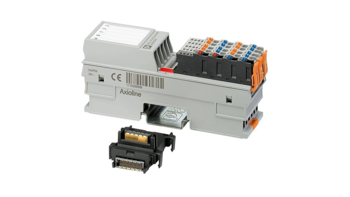 Modulo I/O remoto Phoenix Contact 2688381, 8 uscite digitali, 24 V c.c., dimensioni 35 mm x 126,1 mm x 54 mm.