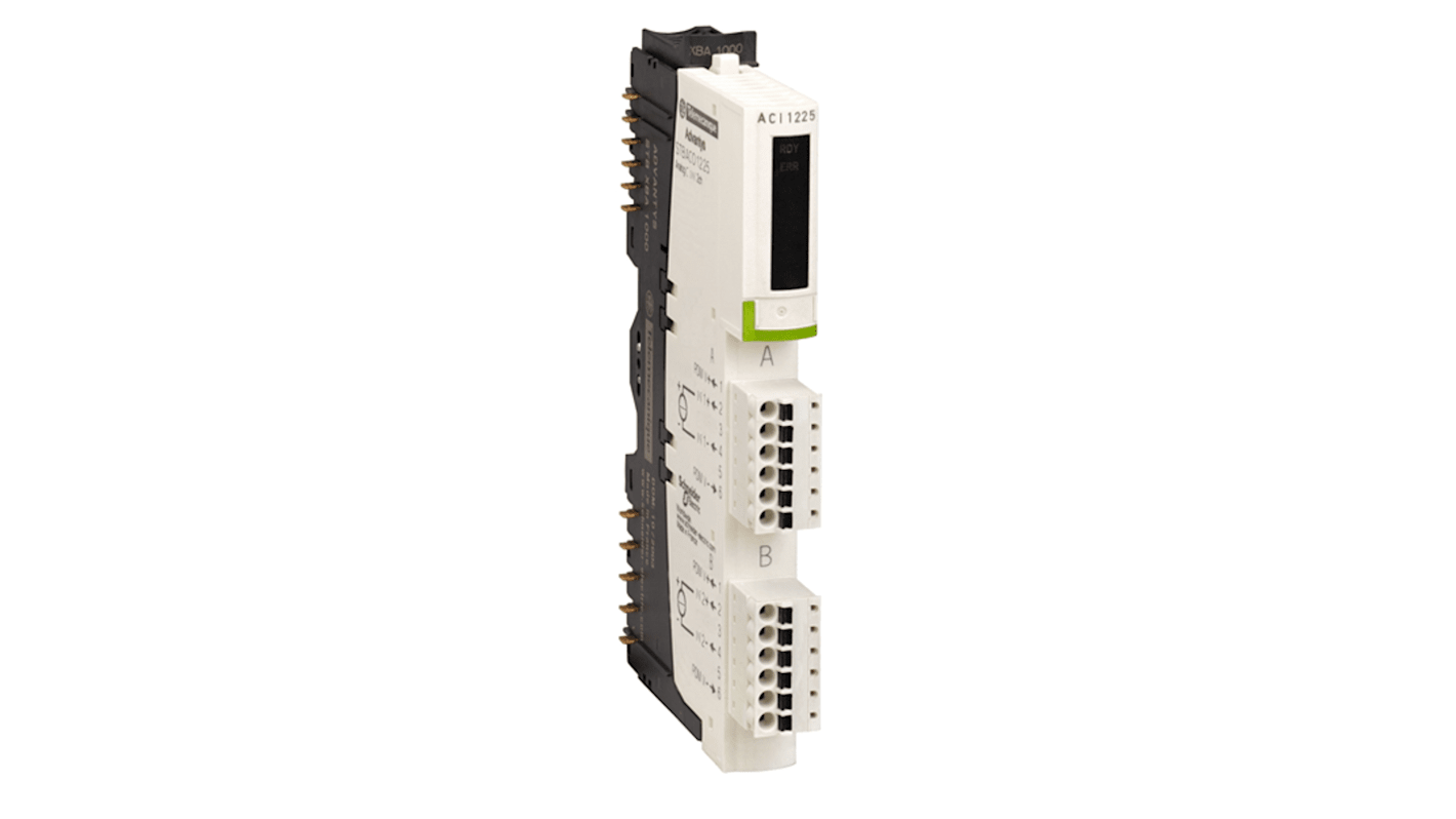 Modulo di ingresso analogico Schneider Electric STBACI1225K, 2 ingressi 4-20 mA, risoluzione 10 bit, alimentazione 24 V.