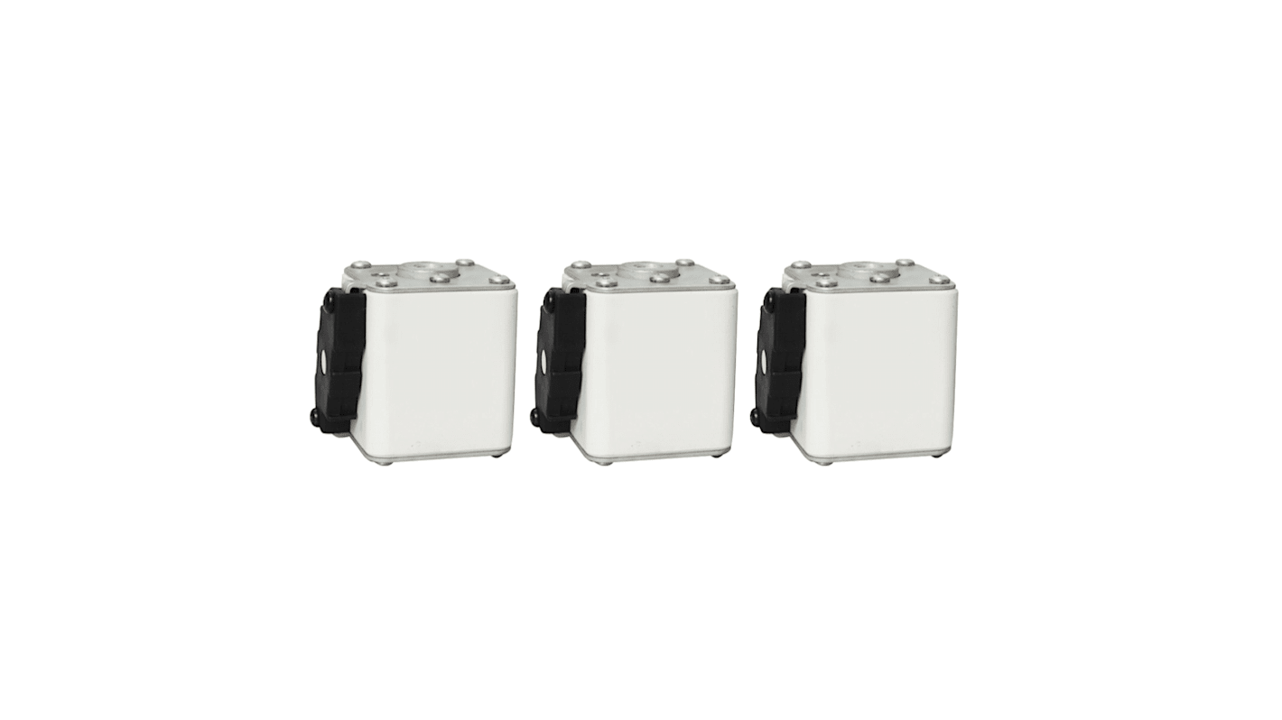 Kit di fusibili Schneider Electric VW3A98CF4040, composto da 3 fusibili da 400A per protezione modulo APM.