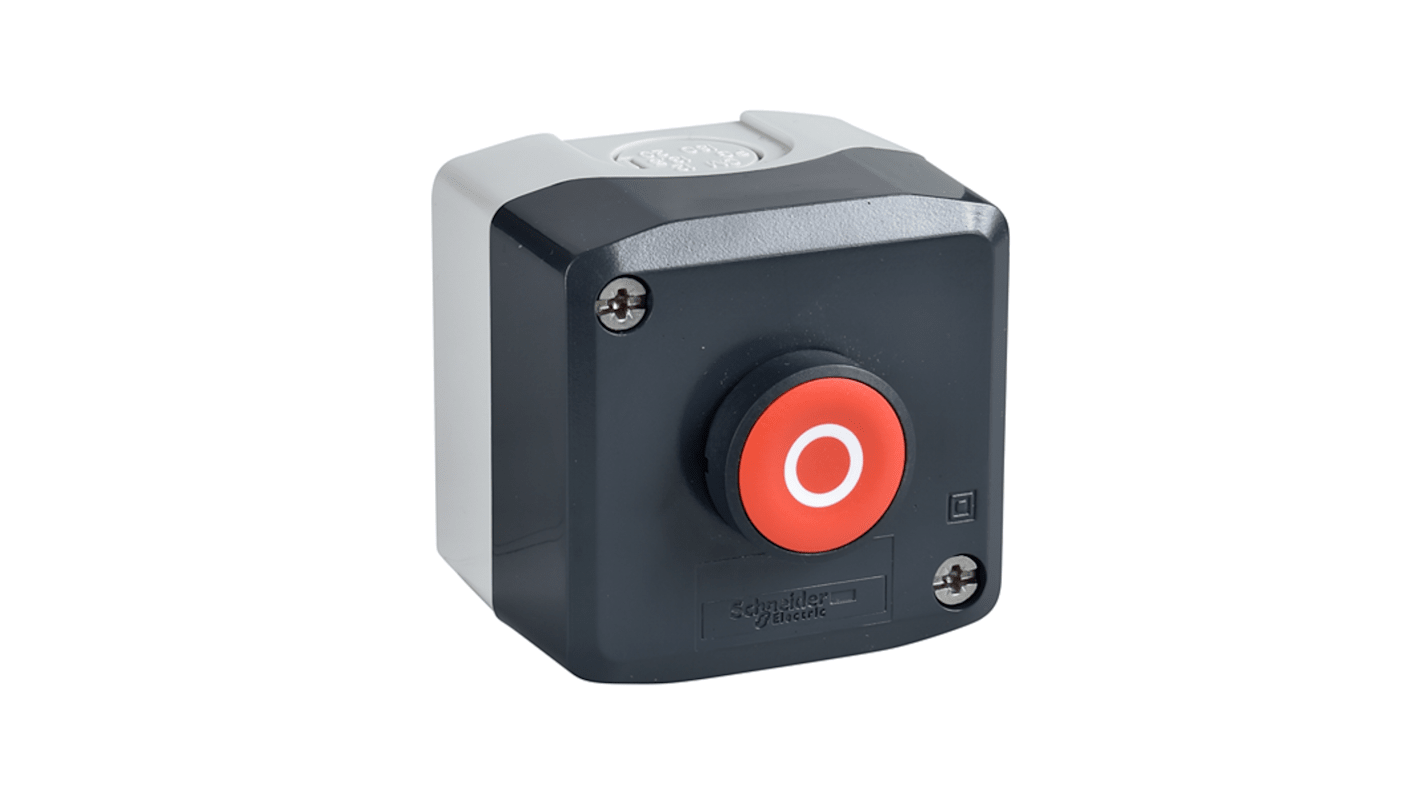Interruttore stazione di controllo Schneider Electric, serie Harmony XALD, 1NO+1NC, pulsante rosso, grado di protezione IP66/IP69.