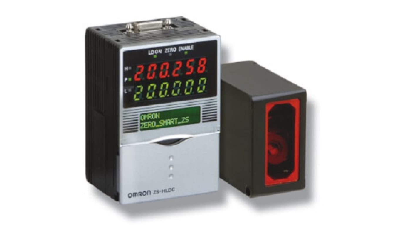 Sensore fotoelettrico Omron ZS-LD130 2M, rilevamento a fascio di 15 mm, risoluzione 3 µm, cavo di 2 metri.