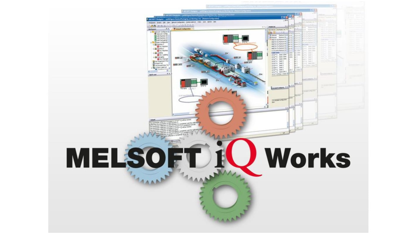 Software di programmazione PLC Mitsubishi Electric IQ WORKS V02-2L0C-E, compatibile con la serie IQ.