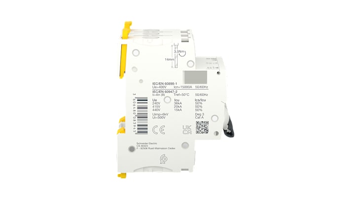 Interruttore magnetotermico 3 poli Schneider Electric A9F93340, 40A, 15 kA, IP20, serie Acti9, per protezione elettrica.