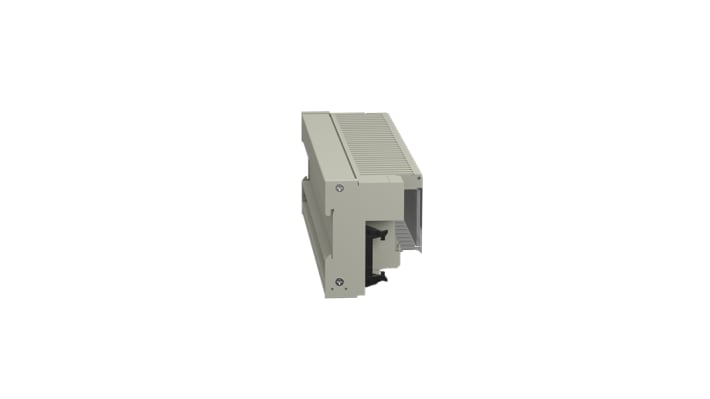 Modulo relè Schneider Electric ABE7P16F310 a 16 canali, alimentazione 19-30 V, montaggio su guida DIN, indicatori LED per stato.