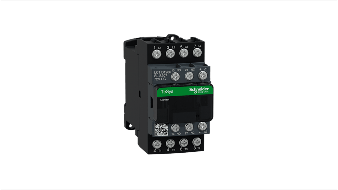 Contattore Schneider Electric LC1D1286SLS207, 4 poli, 2 contatti normalmente aperti e 2 normalmente chiusi, 25 A, 690 V CA.