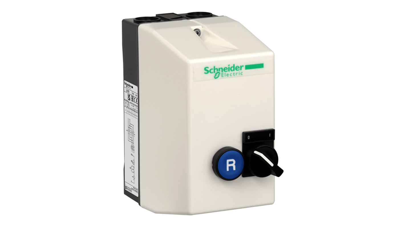Avviatore DOL Schneider Electric LE1D09P7A13T, potenza 4 kW, tensione 230 V, grado di protezione IP65, design compatto.