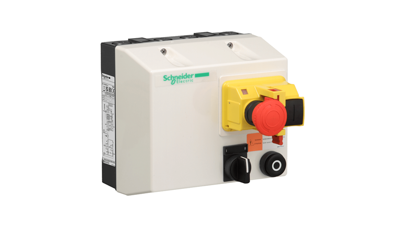 Avviatore reversibile DOL Schneider Electric LG8K06M707, potenza 0,37 kW, corrente 2,5 A, grado di protezione IP55.