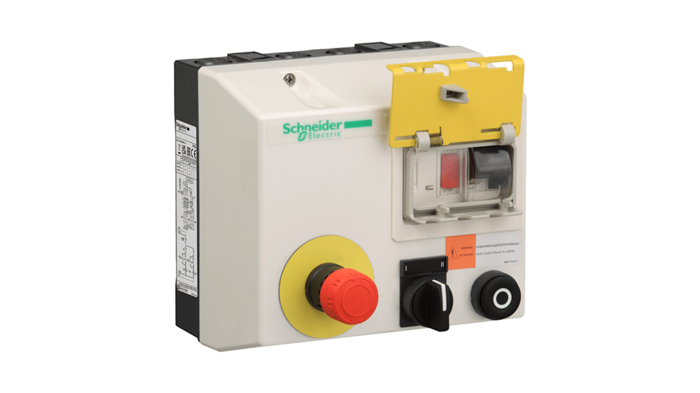 Avviatore invertito Schneider Electric LG8K12Q716, potenza 5,5 kW, corrente 14 A, grado di protezione IP55, design compatto.