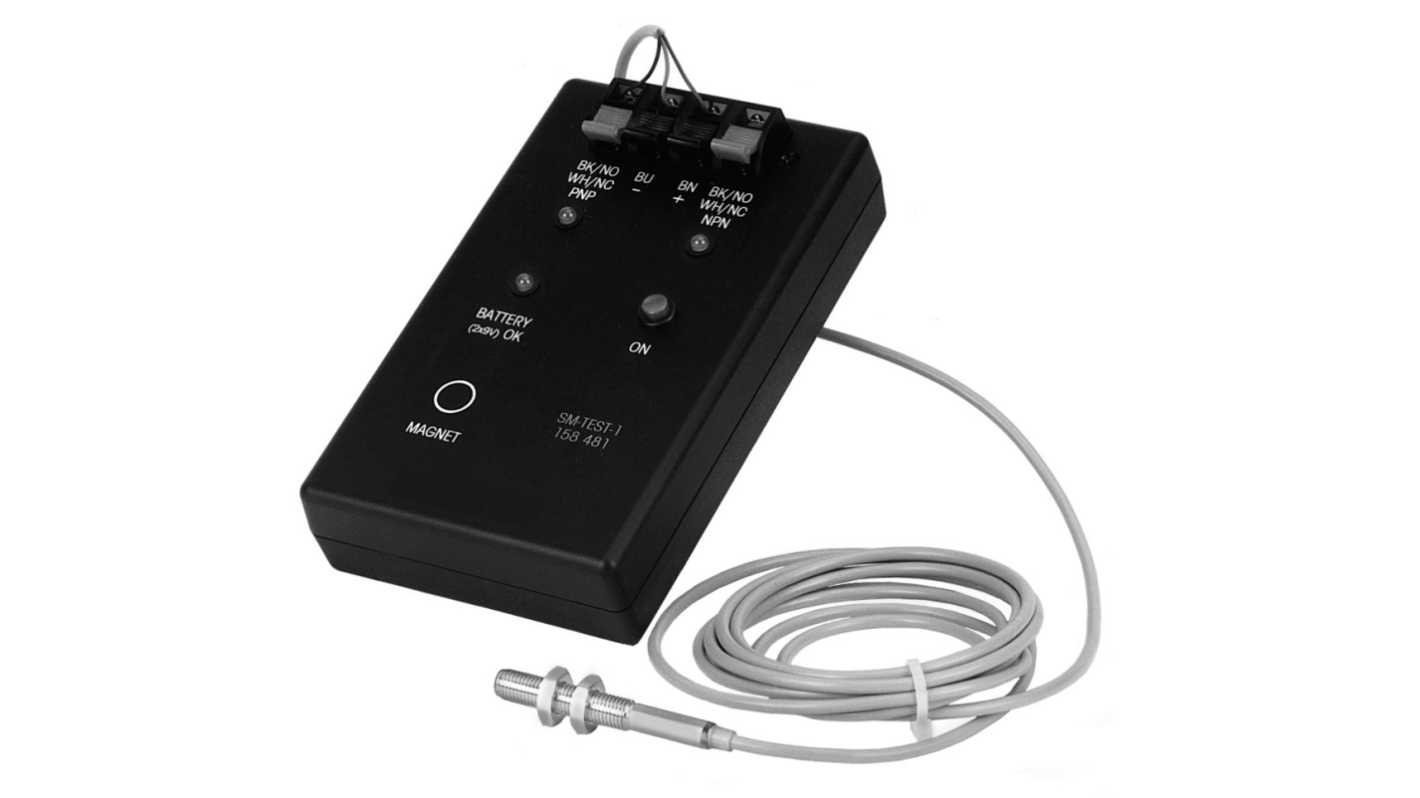Tester sensore Festo SM-TEST-1, alimentato da due batterie da 9 V, per applicazioni industriali, grado di protezione IP20.