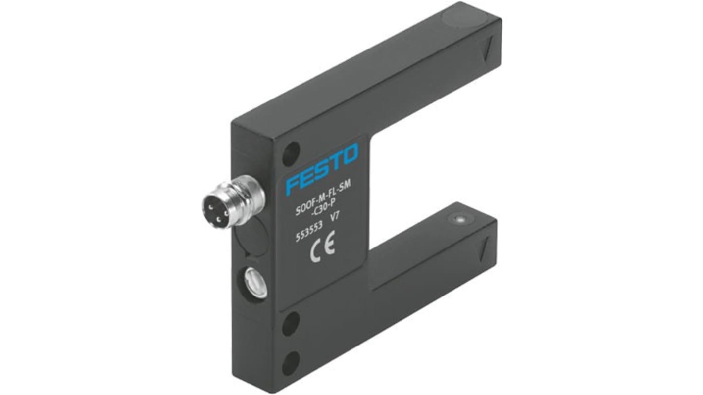 Festo SOOF-M-FL-SM-C30-P, accessorio di montaggio per sensore ottico, diametro minimo 0,3 mm, grado di protezione IP67, facile installazione.