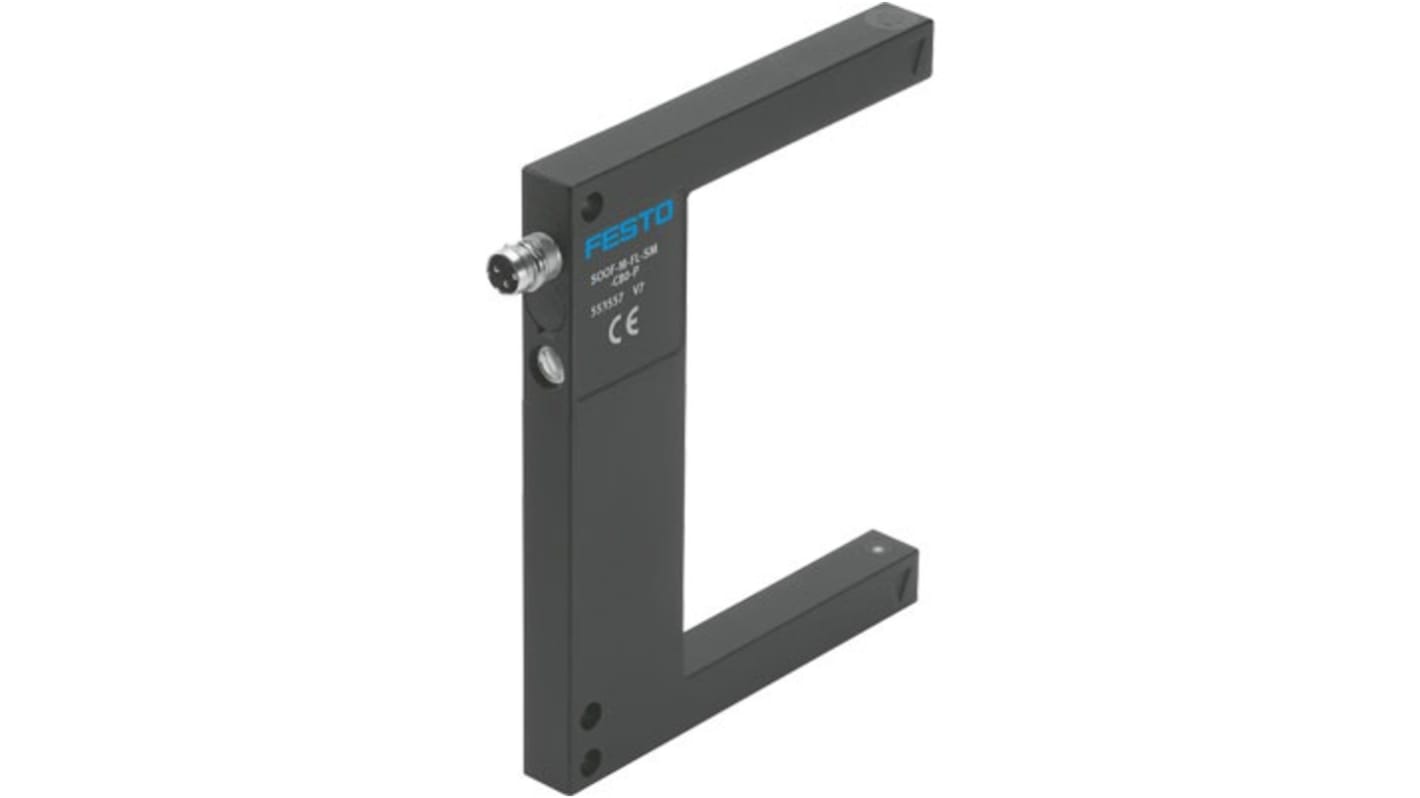 Festo SOOF-M-FL-SM-C80-P, accessorio di montaggio per sensore ottico, compatibile con la serie SOOF, grado di protezione IP67.
