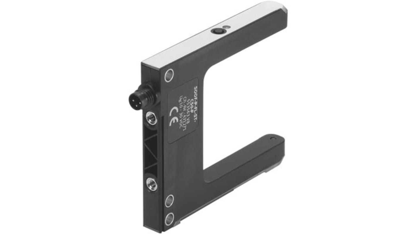 Festo SOOF-P-FL-ST-C50-N, accessorio di montaggio per sensore ottico, grado di protezione IP67, connettore M8, temperatura operativa -10 a 60 °C.