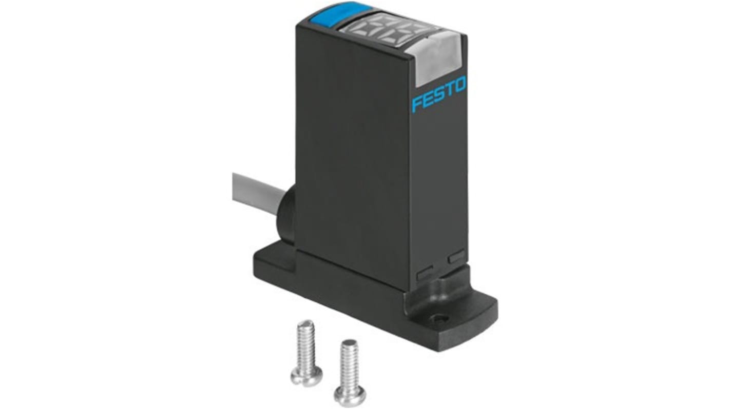 Sensore di pressione relativa Festo SPAE-P10R-F-PNLK-2.5K, lettura da 0 a 10 bar, uscita analogica, precisione ±1,5%.