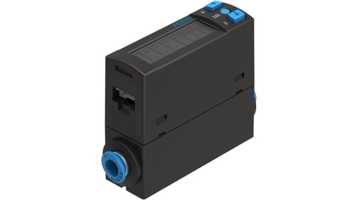 Sensore di flusso Festo SFAH-1U-Q4S-PNLK-PNVBA-L1 per aria, portata 0,02-1 l/min, alimentazione 26 V CC.