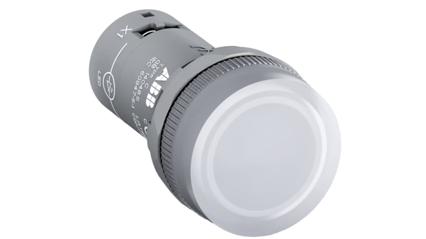 ABB 1SFA619403R5018, lampada pilota LED rotonda, 12 V, protezione IP66/IP67/IP69K, design compatto per installazione efficiente.