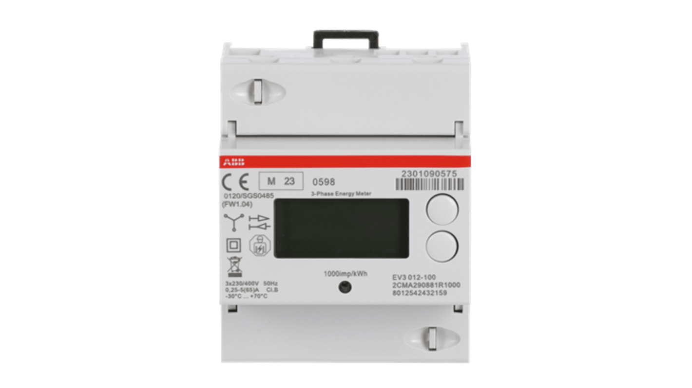 Contatore di energia ABB 2CMA290881R1000, modello EV3, per misurazione su 3 fasi.