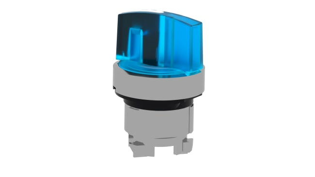 Testa selettore illuminata blu Ø 22mm - Schneider Electric ZB4BK1263 - Harmony XB4. Resistente, IP69, ideale per ambienti industriali.