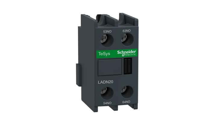 Blocco di contatti ausiliari Schneider Electric LADN20, 2 contatti NA, montaggio frontale per TeSys D. Sicurezza e affidabilità per motori e apparecchiature industriali.