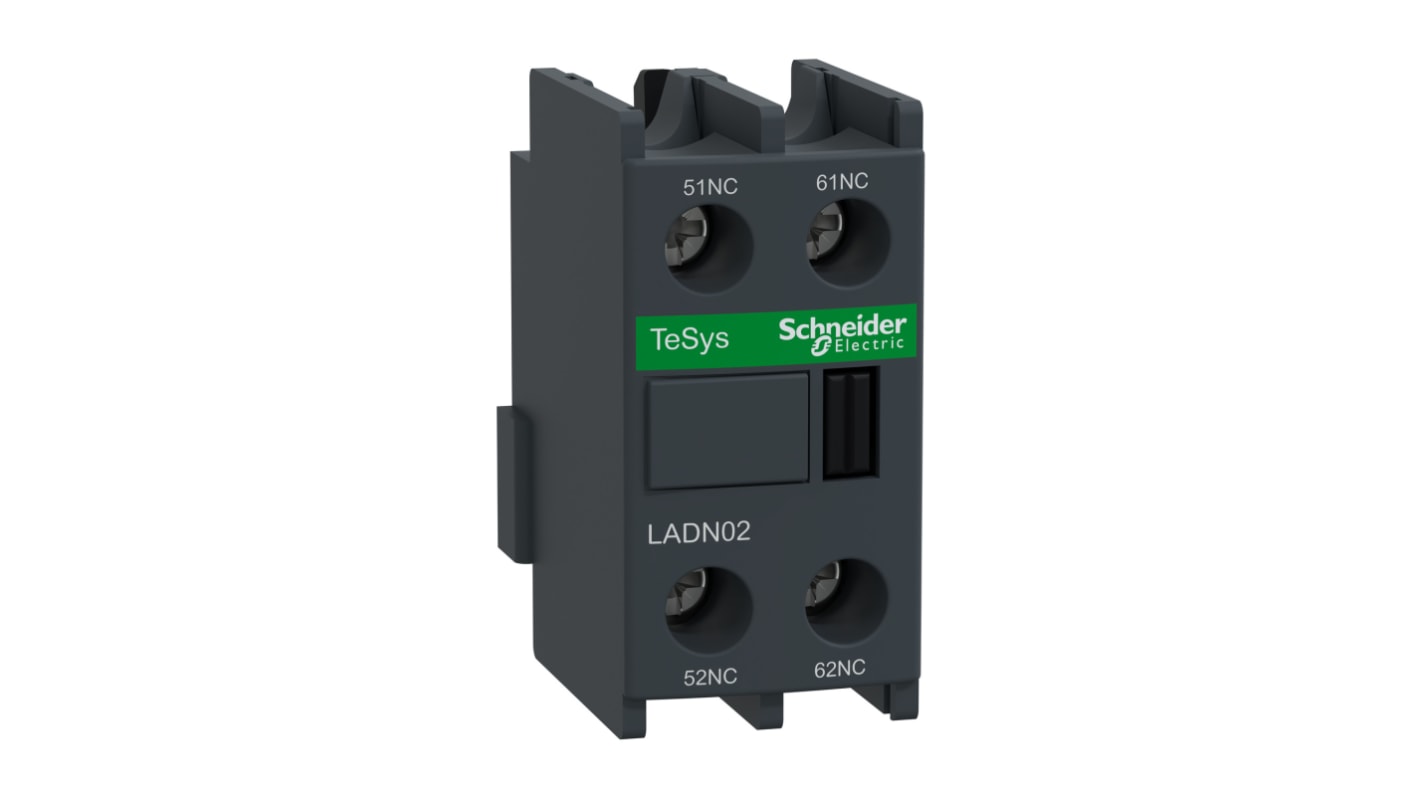 Contatto Ausiliario Schneider Electric LADN02, 2 Contatti N/C, Montaggio Frontale - Ideale per circuiti di controllo, affidabile e a basso consumo.