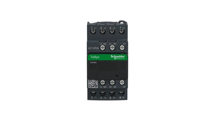 Contattore Schneider Electric LC1DT25F7, 25A 690V AC 4NO 110V CA. Affidabile per motori in AC-1 e AC-3. Ideale per industria.