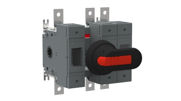 Sezionatore portafusibili ABB OS100GB, 3 poli, 100A, montaggio su guida DIN, dimensioni 140 x 147 x 115 mm.