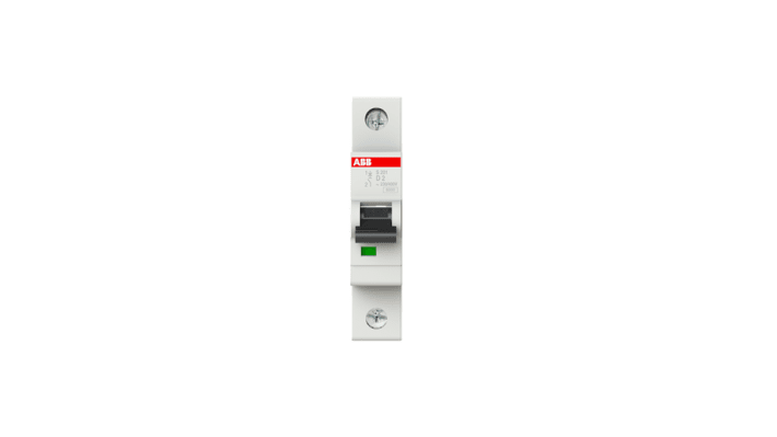 Interruttore magnetotermico ABB S201-D2, unipolare, 2A, montaggio su guida DIN, dimensioni 69 x 17,5 x 88 mm.