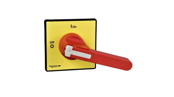 Manopola Rotante Schneider Electric KCF3PZ, Rosso 90mm IP65 per Sezionatore con Interruttore. Ideale per automazione industriale, produzione alimentare e sistemi di sicurezza elettrica.