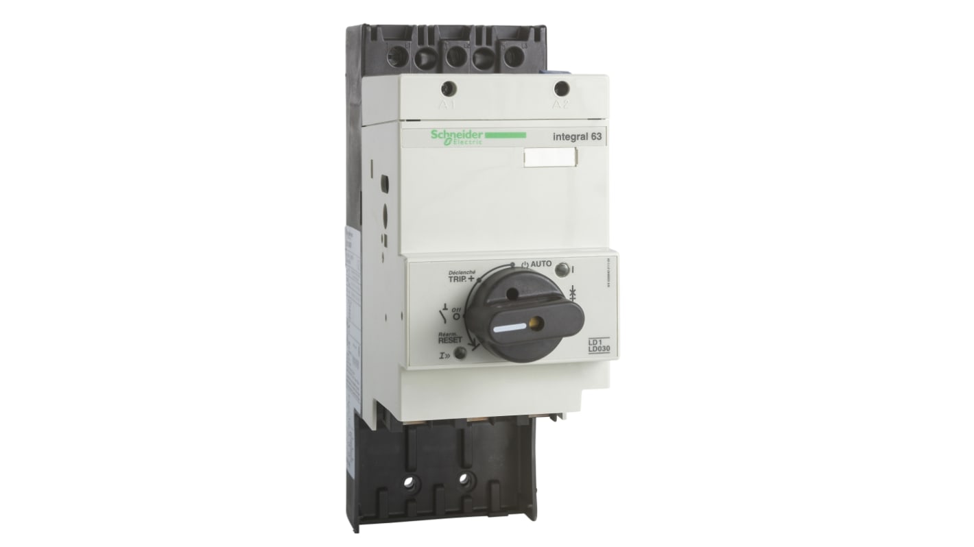 Starter DOL automatico Schneider Electric LD1LD030M, 55 kW, 63 A, 690 V, 3 poli, IP20, dimensioni 243x90x192 mm.