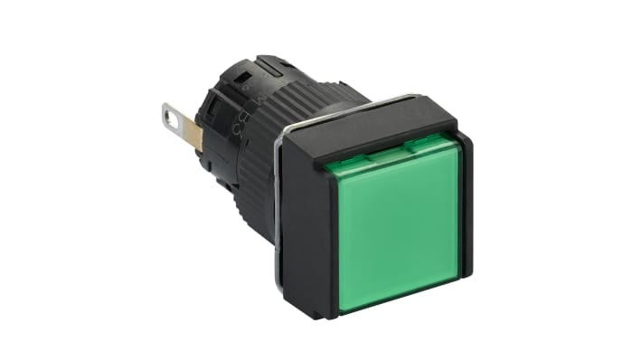 Spia LED Schneider Electric XB6ECV3BP, montaggio a pannello 16 mm, IP65, LED verde, 24 V, durata 30.000 ore.