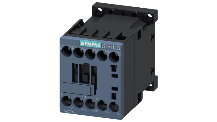 Contattore Siemens 3RT2016-1AB02: 3 poli, 9 A, 24 V c.a. Resistente agli urti, montaggio rapido su guida DIN. Ideale per applicazioni industriali.