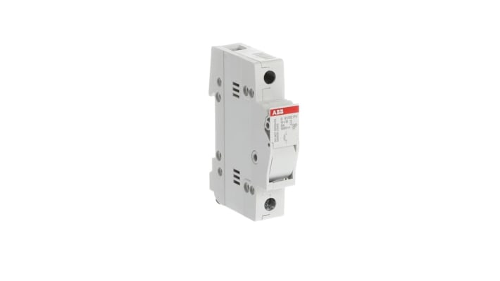 Sezionatore portafusibili ABB E 91/32 PV, 32A, montaggio su guida DIN, dimensioni 64 x 18 x 85 mm, grado di protezione IP20.