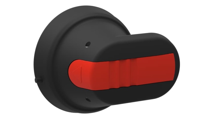 Manopola rotante ABB OHB45J6 1SCA022380R8770, bloccabile, lunghezza 66 mm, colore nero, IP65, compatibile Serie OT. Fissaggio a vite posteriore.
