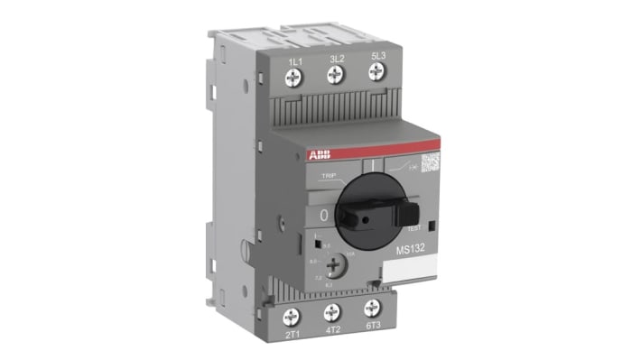 Interruttore automatico motore ABB 1SAM350000R1008 MS132-4.0, 3 poli, corrente 2,5-4 A, dimensioni 45x90x81,25 mm.