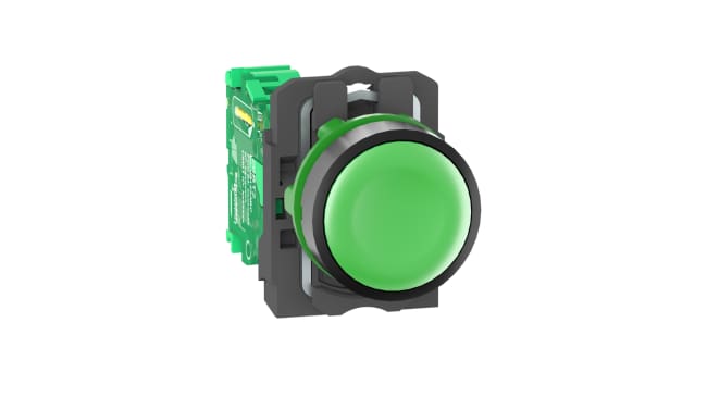 Interruttore di comando radio luminoso Schneider Electric, serie Harmony XB5, pulsante verde rotondo, IP66/IP67/IP69K.