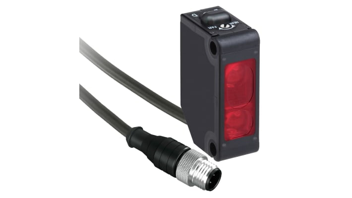 Sensore fotoelettrico rettangolare Telemecanique Sensors XUMTAPCNL03M12, rilevamento a riflessione fino a 1 m, uscita PNP, IP67.
